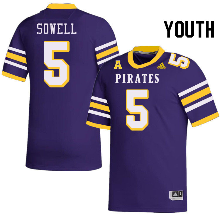 Youth #5 Chase Sowell ECU Pirates College Football Jerseys Stitched-Throwback